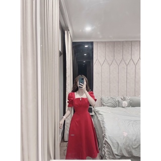 Váy bánh bèo pha trắng đỏ