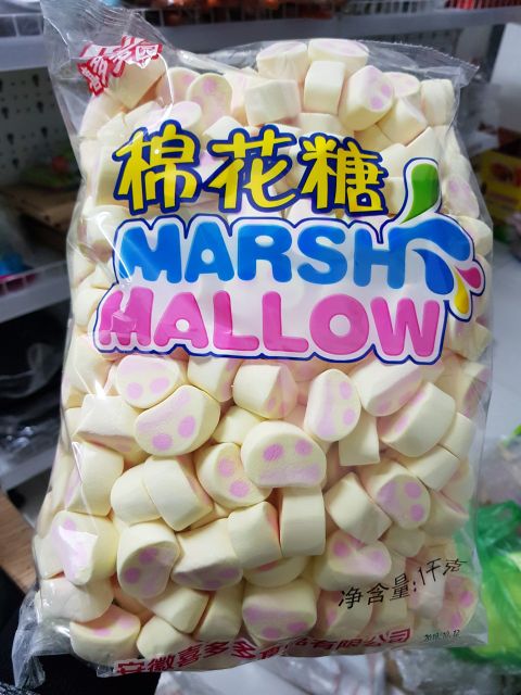 Kẹo marshmallow gói 1kg( còn màu trắng và mích màu)