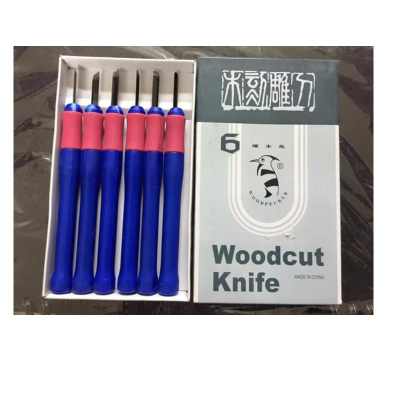 Dao khắc gỗ - Dao đục gỗ - WOODPECKER Woodcut Knife Carving Set PM126 PM336