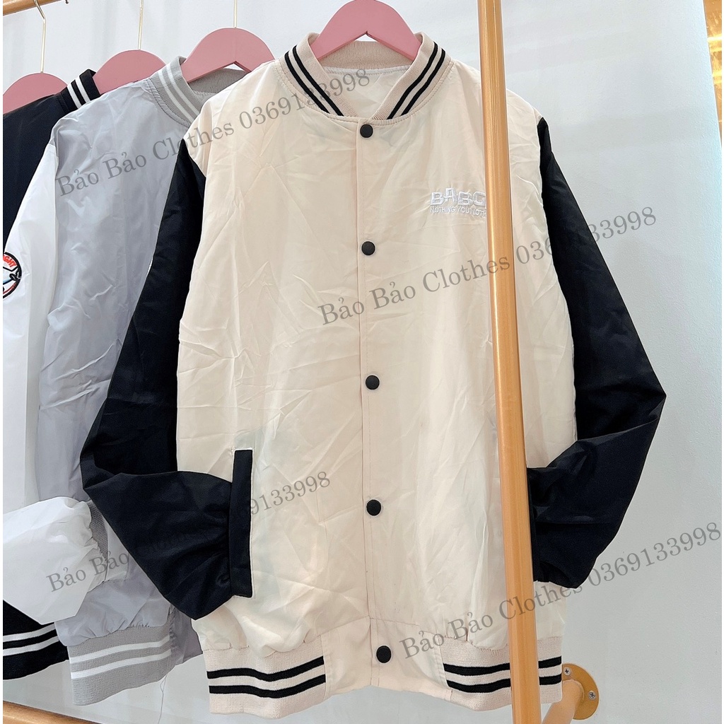 Áo Khoác Gió Bomber Bab Phối Tay Bo Tay Bồng Nam Nữ Unisex Dáng Rộng Bassic