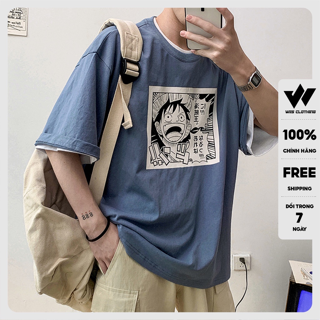 Áo thun tay lỡ WIIS phông unisex form rộng cotton Luffy thời trang nam nữ oversize