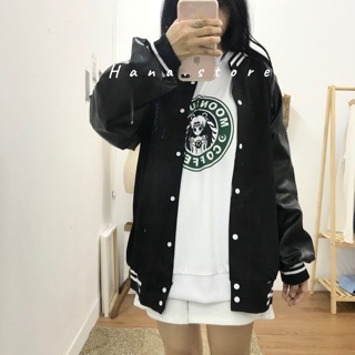 Áo khoác bomber (phối da)