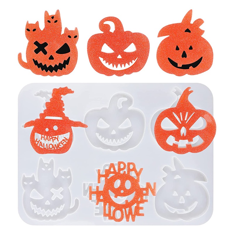 Khuôn Silicone Làm Mặt Dây Chuyền Hình Quả Bí Ngô Halloween