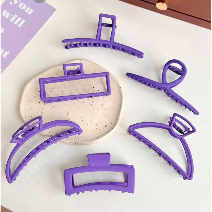 Kẹp tóc càng cua nữ hình học màu tím cực xinh cặp búi Kim Loại phong cách nữ tính thời trang cao cấp