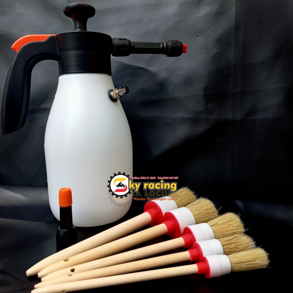 Combo bình bọt tuyết cọ và nước rửa xe BZ có van gắn máy hơi tiện dụng