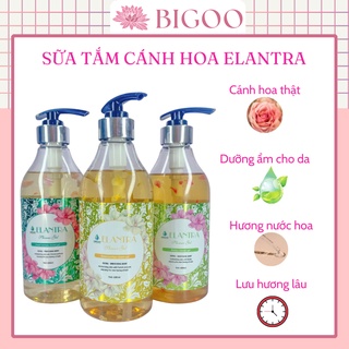 Sữa tắm cánh hoa elantra dưỡng ẩm trắng da hương nước hoa thơm lâu 600ml bigoo