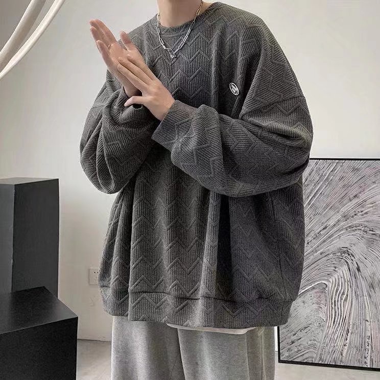 Áo sweater cổ tròn thiết kế dáng rộng phong cách đường phố Hàn Quốc thời trang xuân thu cho nam | BigBuy360 - bigbuy360.vn