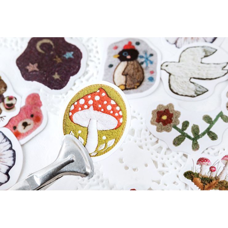 Bộ 46 Sticker Động Vật &amp; Cây Cối Mùa Đông Tuyết Rơi E62