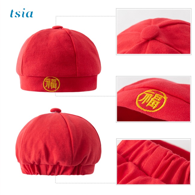 Mũ Cotton Co Giãn Thêu Họa Tiết Phong Cách Trung Hoa Cho Bé Chụp Ảnh