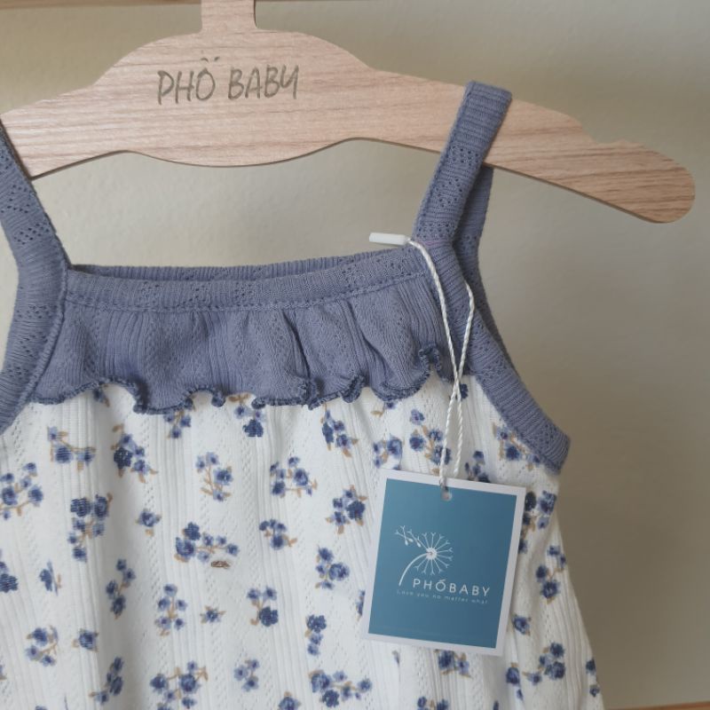 Bodysuit 2 dây vải thông hơi thoáng mát mùa hè, họa tiết  hoa nhí tươi mát dễ thương cho bé gái