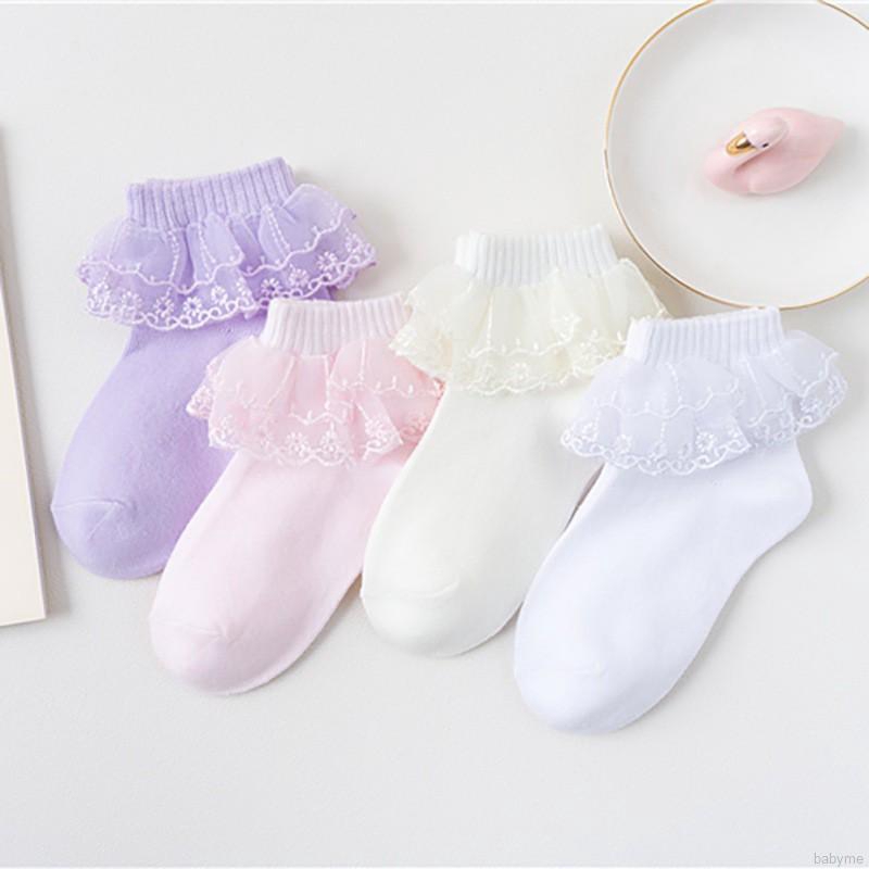 Vớ Vải Cotton Phối Ren Phong Cách Công Chúa Cho Bé Gái