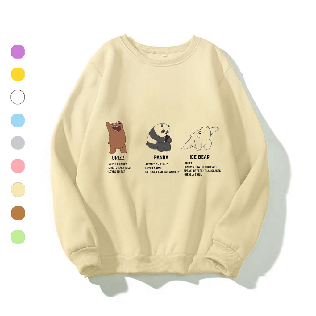 Áo sweater nam nữ in hình 3 chú Gấu, chất nỉ dày dặn, hợp làm áo cặp William - DS138