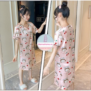 ĐẦM / VÁY NGỦ CHERRY LỤA SATIN [MAIMAIHOME]