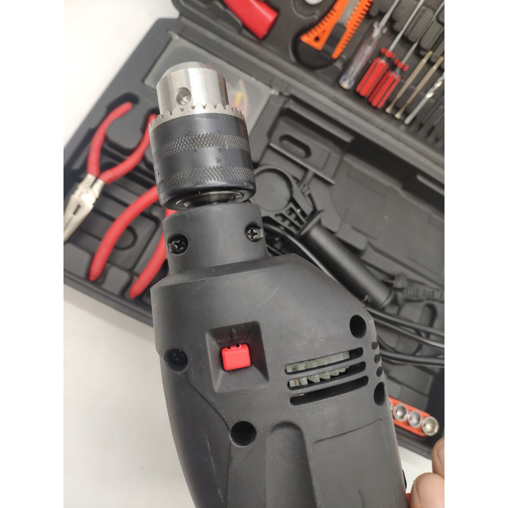 - Bộ máy động lực khoan tường, khoan gạch, khoan gỗ, khoan sắt, sửa chữa đa năng 103 chi tiết - Máy Đen