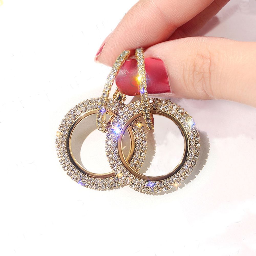 Khuyên Tai Tròn Đính Đá Nhiều Màu Thời Trang Cho Nữ