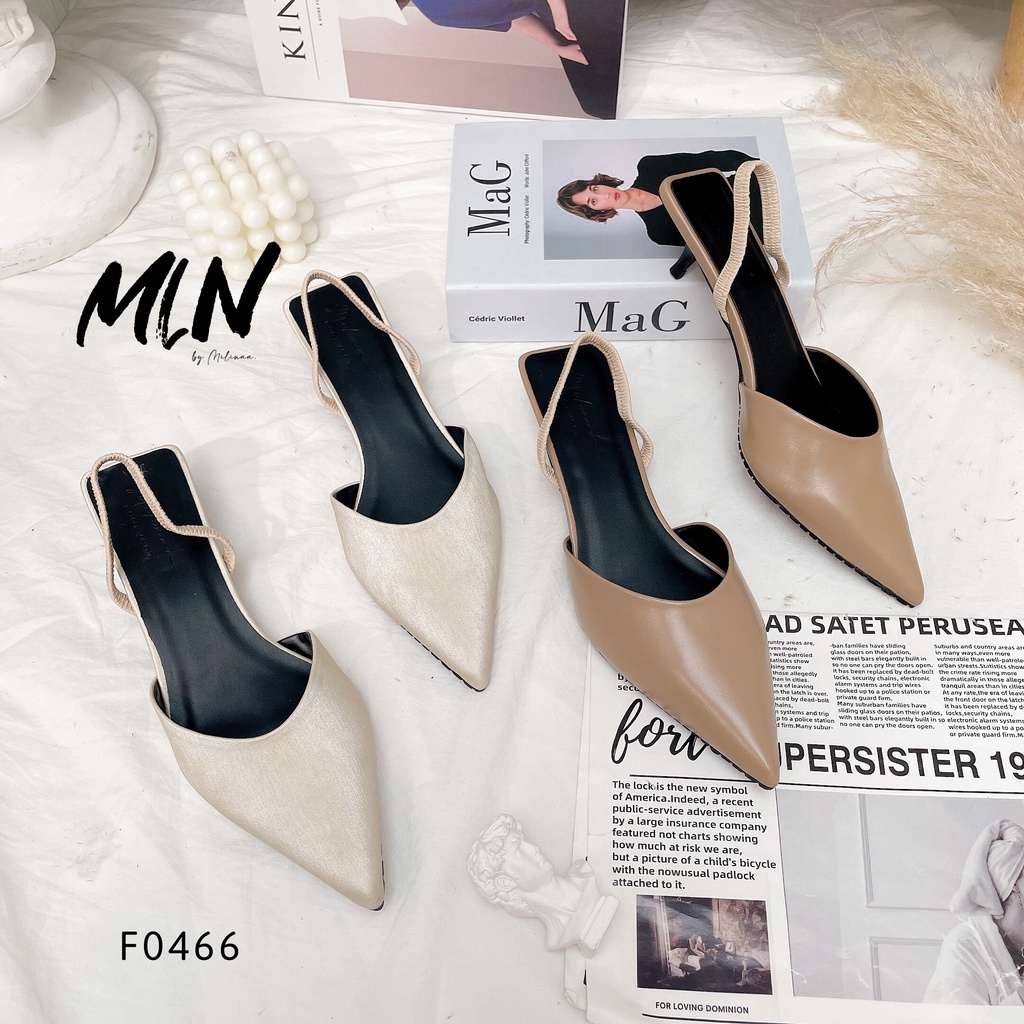 GIÀY CAO GÓT NỮ SLINGBACK GÓT NHỌN 3P BÍT MŨI NHỌN HẬU THUN F0466