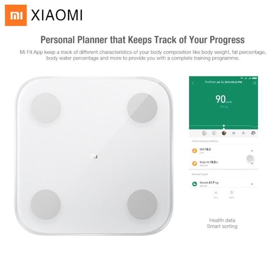 Cân điện tử thông minh XIAOMI Mi Body Fat Weight Tester 2 và Digital Weight Scale 2 phiên bản quốc tế