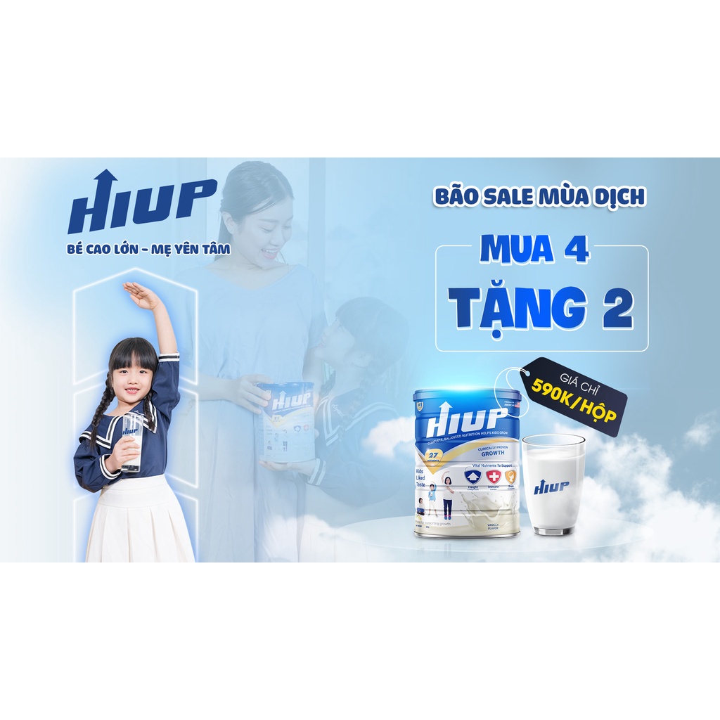 Combo 9 sữa bột HIUP tăng chiều cao cho trẻ từ 2 đến 15 tuổi