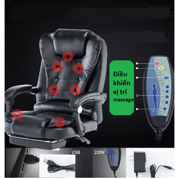 Ghế văn phòng massage 7 điểm, ngả lưng, gác chân | BigBuy360 - bigbuy360.vn