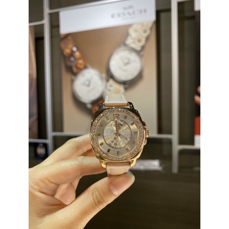 Đồng hồ nữ Coach mặt 34mm, dây da hồng
