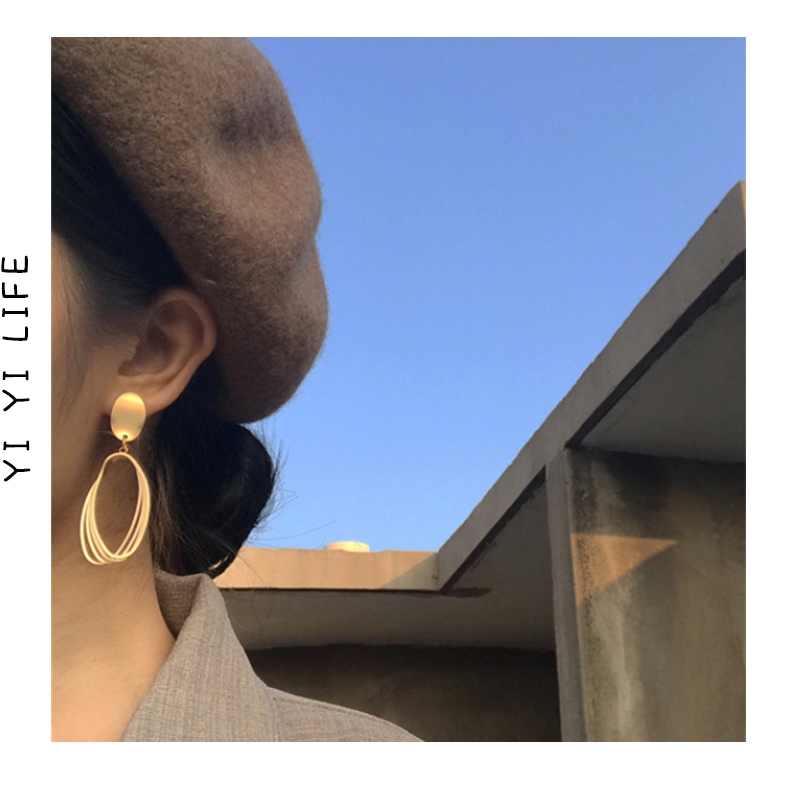 Khuyên Tai Mạ Vàng Nhám Phong Cách Hàn Quốc