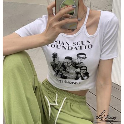 Áo Thun Croptop Tay Ngắn Cổ Tròn In Chữ Thời Trang Mùa Hè Dành Cho Nữ