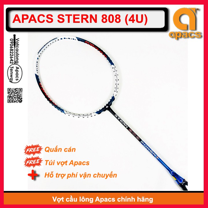 [Vợt cầu lông Apacs Stern 808 - 4U] Thân to trợ lực, đập cầu chắc tay, độ bền cao