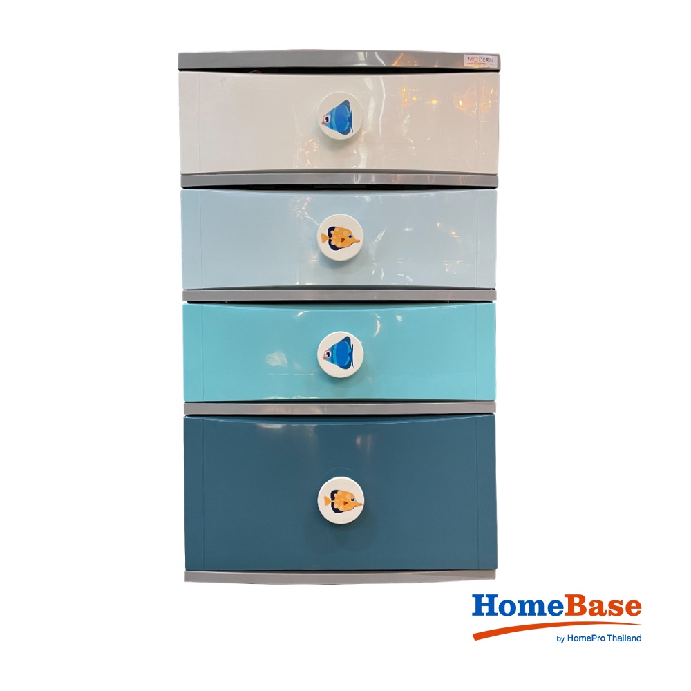 HomeBase STACKO Tủ nhựa 4 tầng B56 Ocean Thái Lan W57xD46xH97cm pha màu