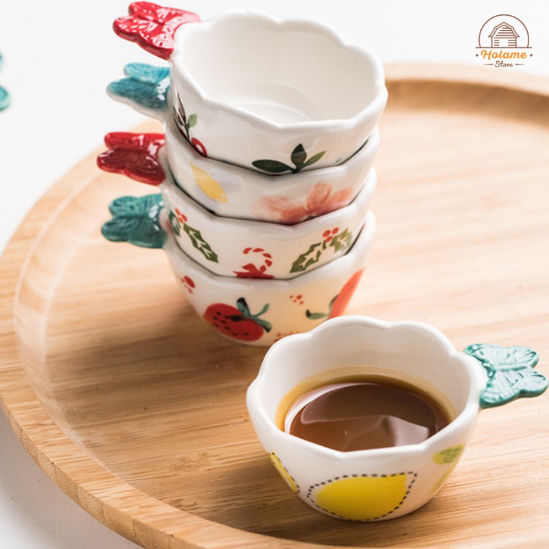 Chén ăn dặm cho bé có tay cầm , bát hình hoa Holame