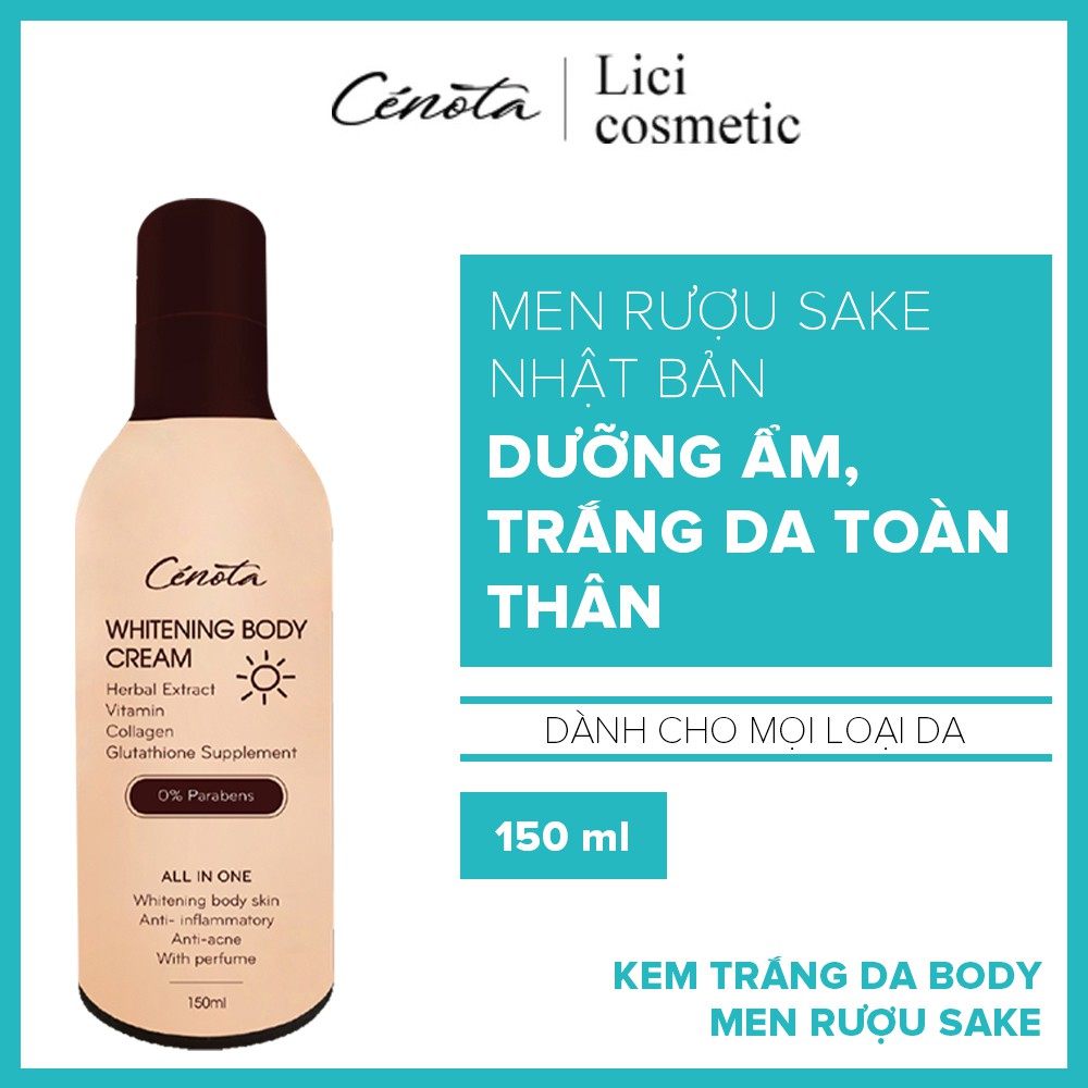 Kem trắng da toàn thân, kem trắng da body men rượu Sake Cénota