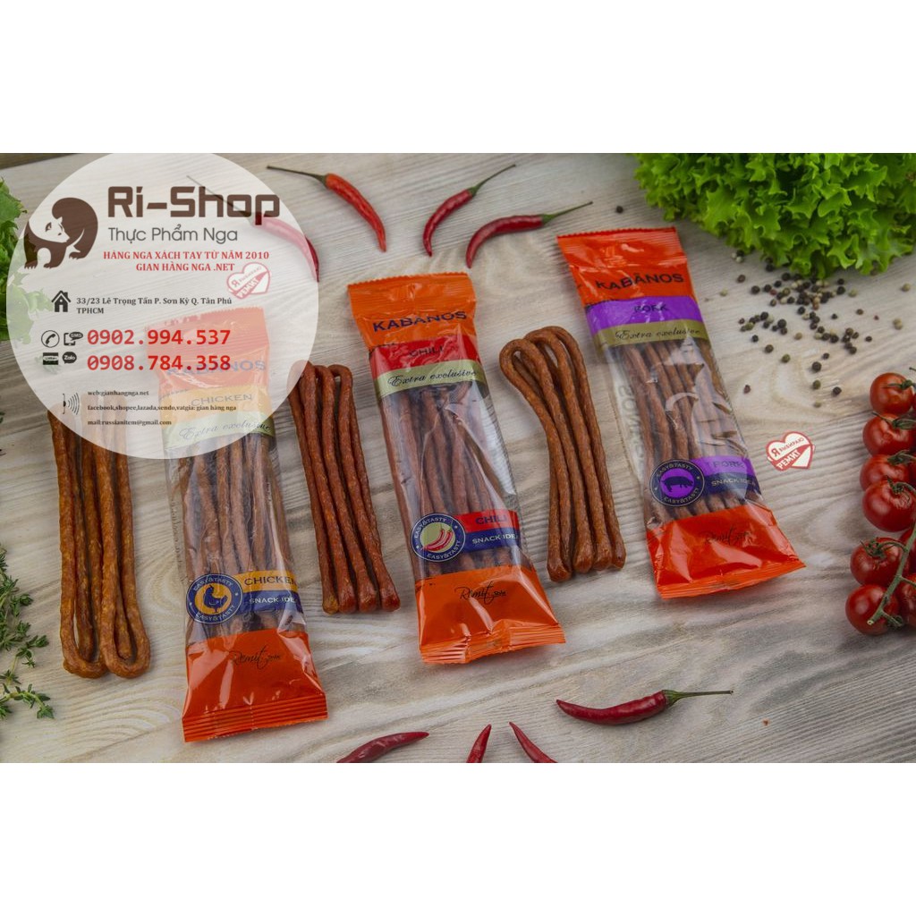 Xúc xích hun khói KABANOS CHILI hiệu Remit bịch 70gr