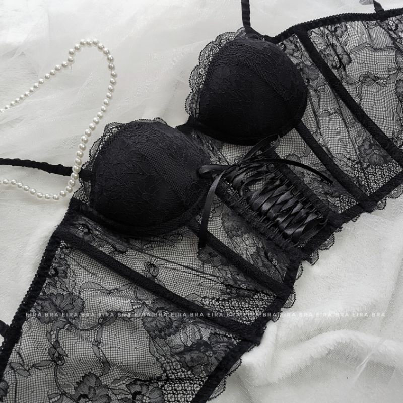 [C006] Áo corset thời trang chất liệu ren co giãn trang trí dây thắt cổ điển quai lụa phối sang chảnh | BigBuy360 - bigbuy360.vn