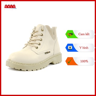 Giày bốt nữ cổ thấp chất liệu da cao cấp lót lông phong cách hàn quốc dễ phối đồ