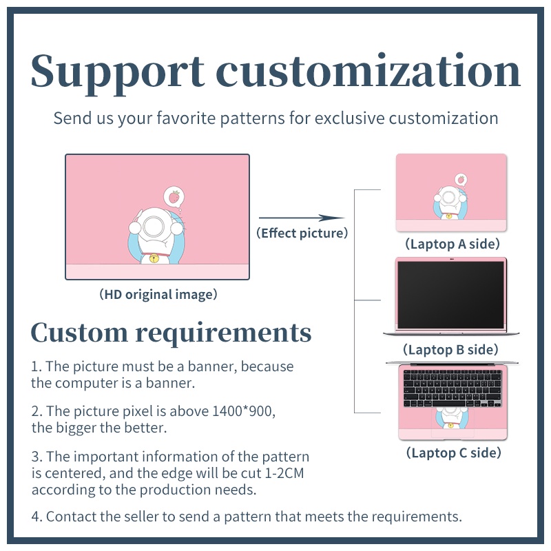Miếng dán trang trí 3 mục đích thích hợp cho laptop 11-17 inch