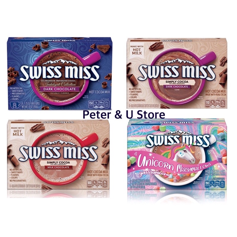 Swiss Miss Bột Ca Cao Sữa Simple Cocoa Milk/Dark Chocolate, Unicorn Marshmallows, Indulgent Collection Dark Chocolate