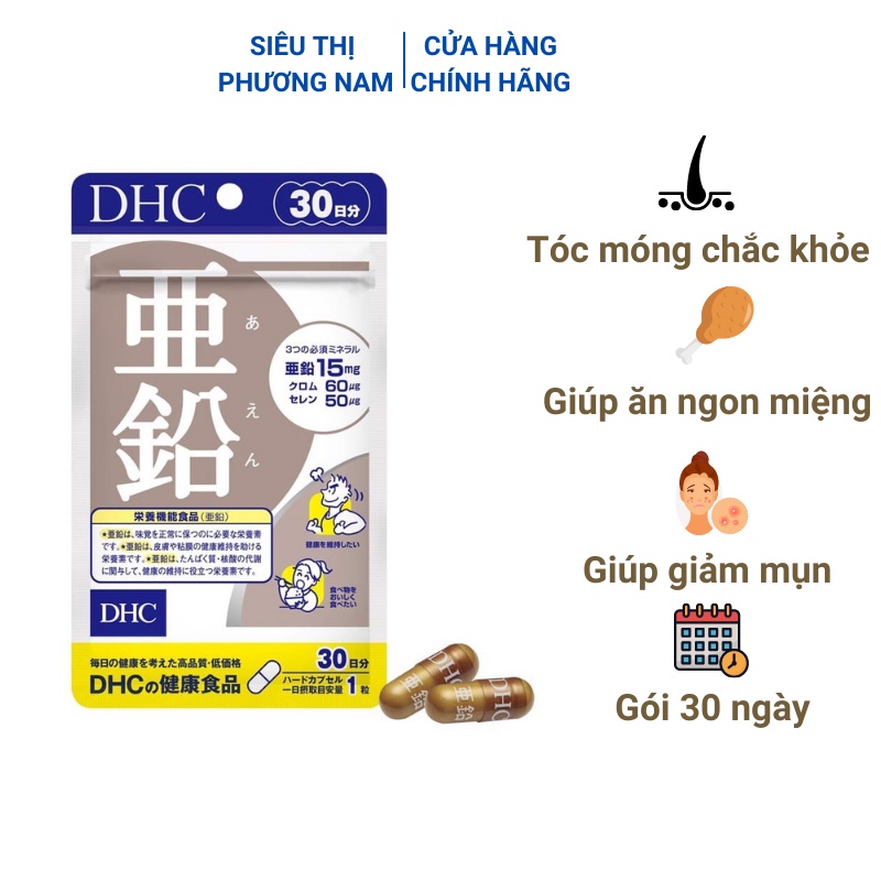 Viên uống kẽm DHC Nhật Bản hỗ trợ giảm mụn tăng cường đề kháng thực phẩm chức năng Zinc 30 ngày