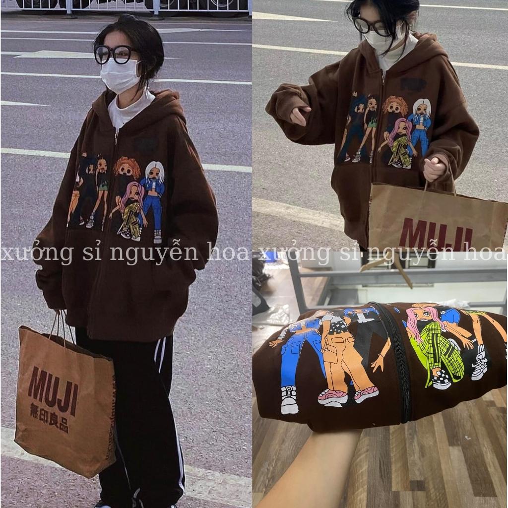 Áo khoác nỉ in hình người form dáng rộng unisex nam nữ mặc được phong cách hàn quốc trẻ trung năng động