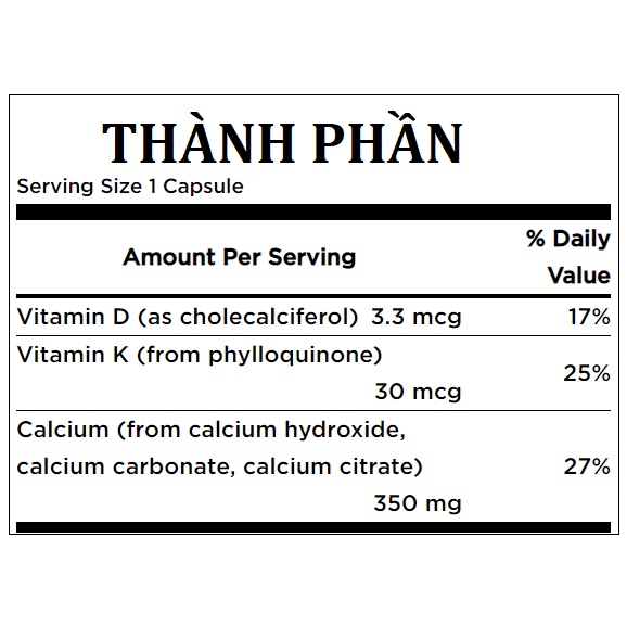 Giúp tăng chiều cao & phòng loãng xương Swanson Calcium with Vitamins D & K