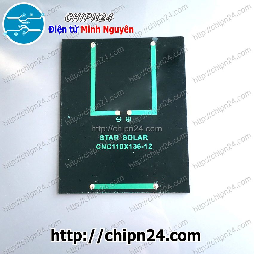 [1 CÁI] Tấm pin NLMT 12V 2W (136x110mm) (Tấm pin Năng Lượng Mặt Trời, Solar Power, Solar Panel)