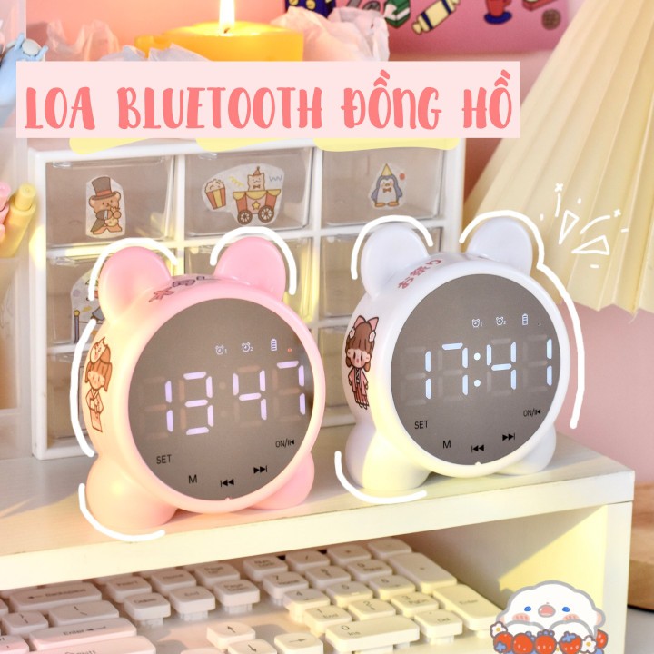 Loa bluetooth tích hợp đồng hồ báo thức để bàn Kitty P1