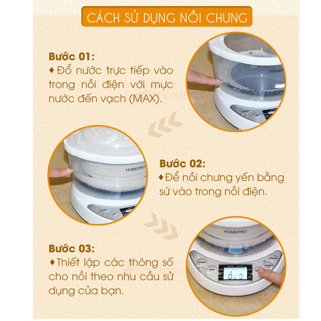 Nồi chưng yến Homepro cao cấp 700ml HP-7M chính hãng