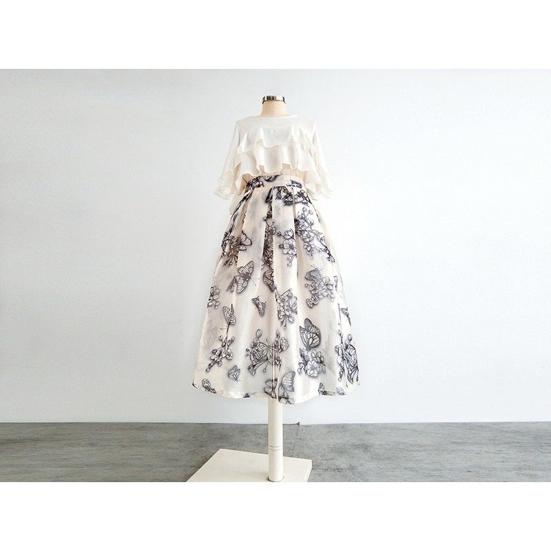 Chân Váy Dài Lưng Cao Dáng Ôm In Họa Tiết Hoa Phong Cách Mori Thời Trang Cho Nữ