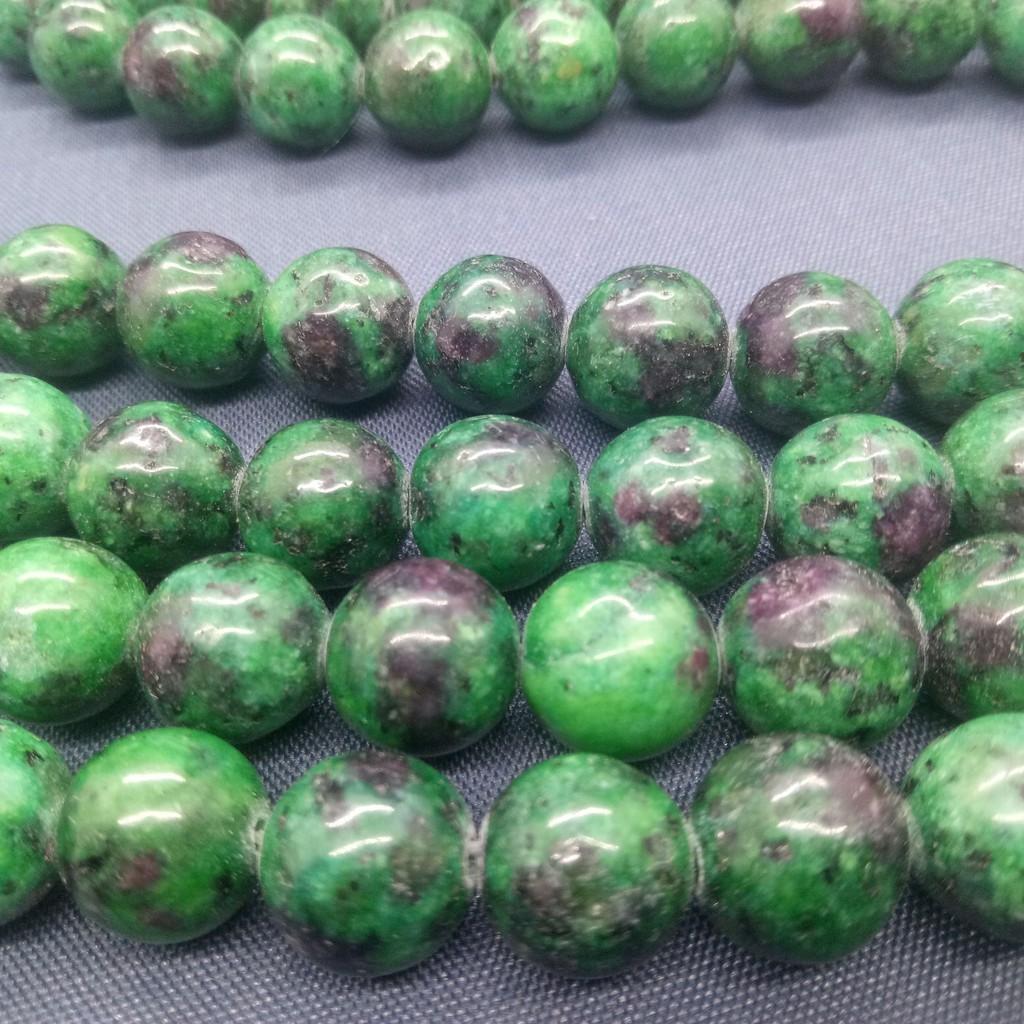 Rubyzoisite Chuỗi Hạt Đá Tròn Tự Nhiên 4-12mm Dùng Làm Trang Sức diy