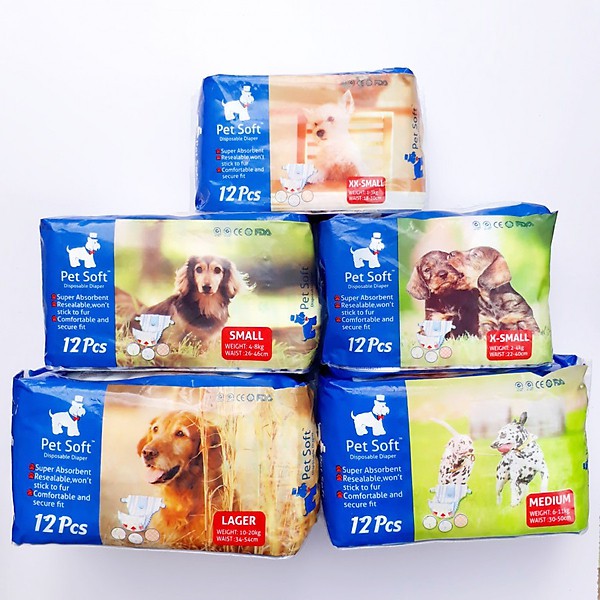 Bỉm Quần Cho Chó Pet Soft size Xxs từ: 18 - 30cm/ 1-3kg