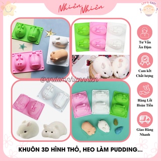 Khuôn silicon làm thạch, pudding cho bé hình thỏ heo dễ thương