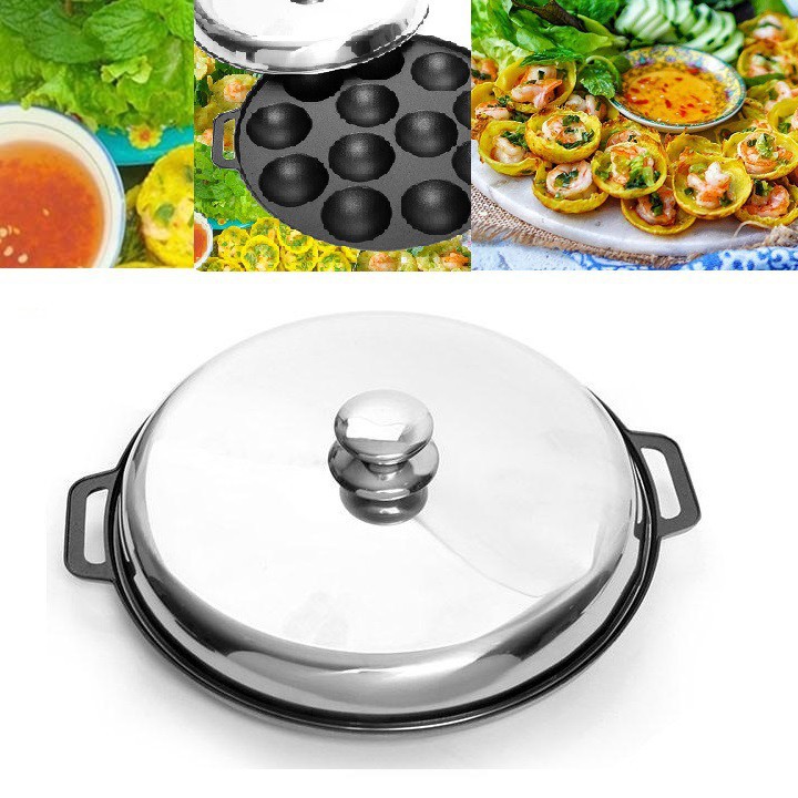 Khuôn Đổ Bánh Khọt 10 Lỗ kèm nắp tiện dụng làm nhiều loại bánh tiện dụng cho gia đình bạn