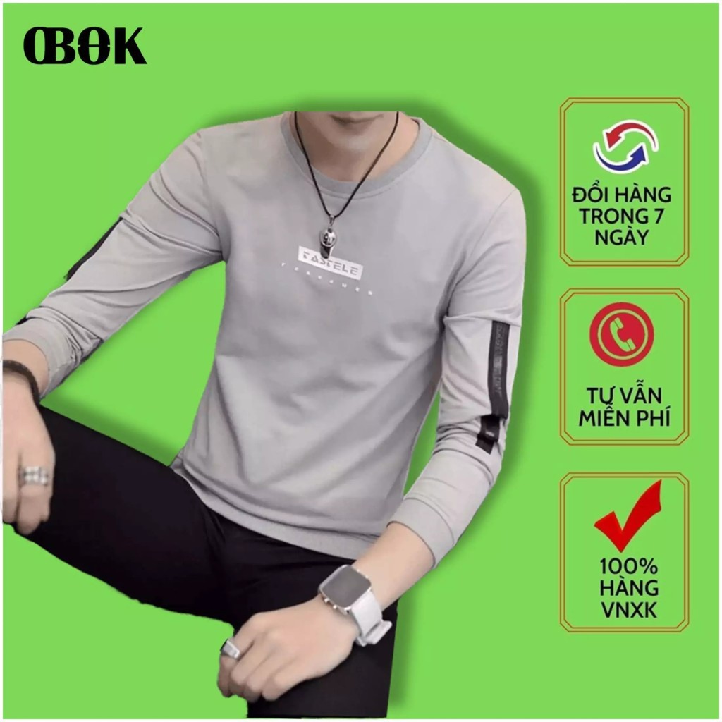 Áo Thun Nam Cổ Tròn OBOKFASHION, Áo Phông Nam Tay Dài, Chất Liệu Cotton,Siêu Mát, Phong Cách Trẻ Trung ATD10