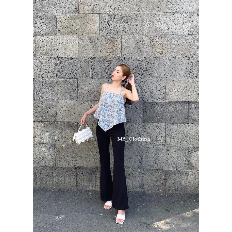 Áo Yếm Croptop Hai Dây Hở Lưng In Họa Tiết Hoa Phong Cách Hàn Quốc Cho Nữ