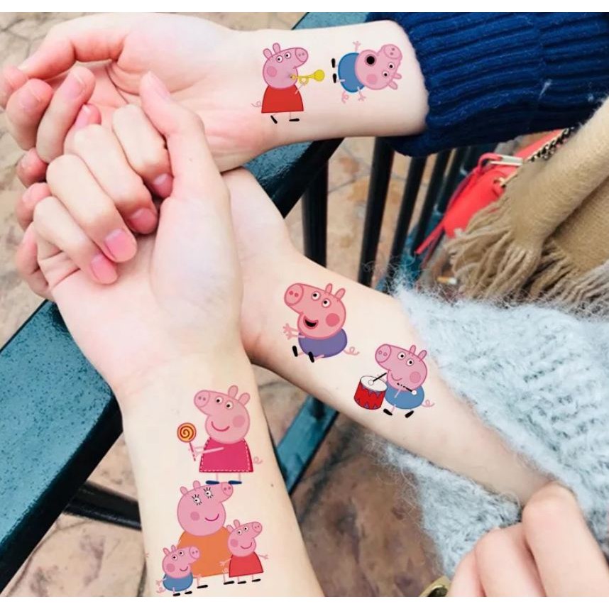 Hình xăm giả Peppa Pig (1 Miếng gồm 5-8 hình)