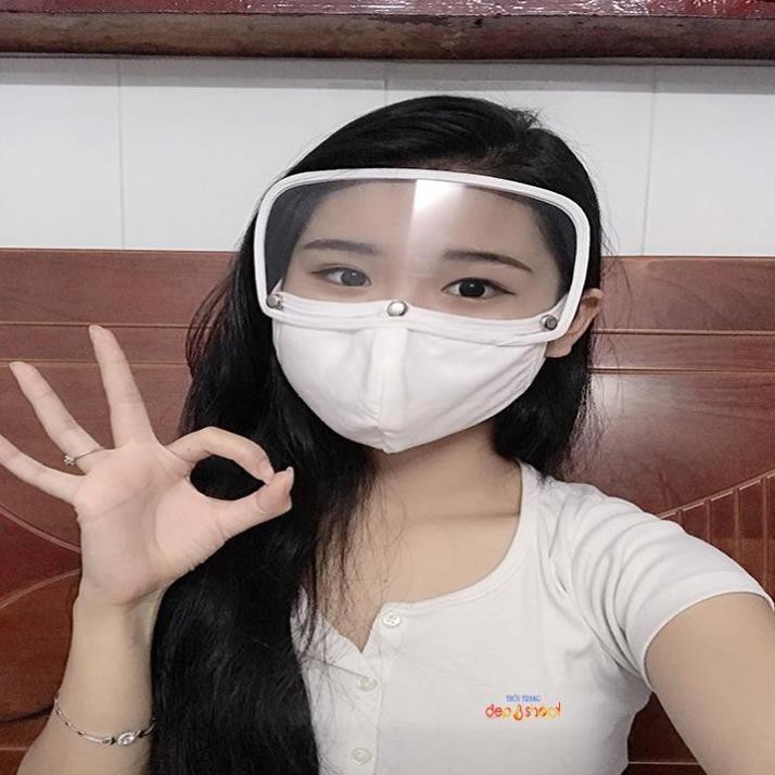 Khẩu trang vải nano chống nước kháng khuẩn kèm Kính che mặt chống dịch-chóng giọt bắn tiện lợi hiện đại | BigBuy360 - bigbuy360.vn